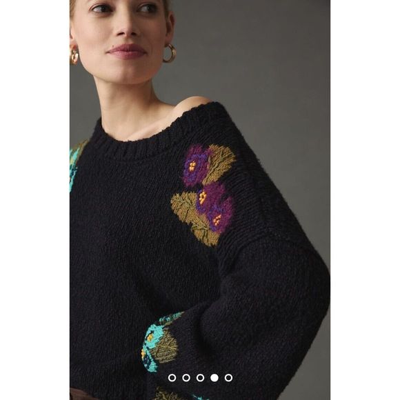 Maeve Embroidered Cropped Sweater Size S - Picture 4 of 9